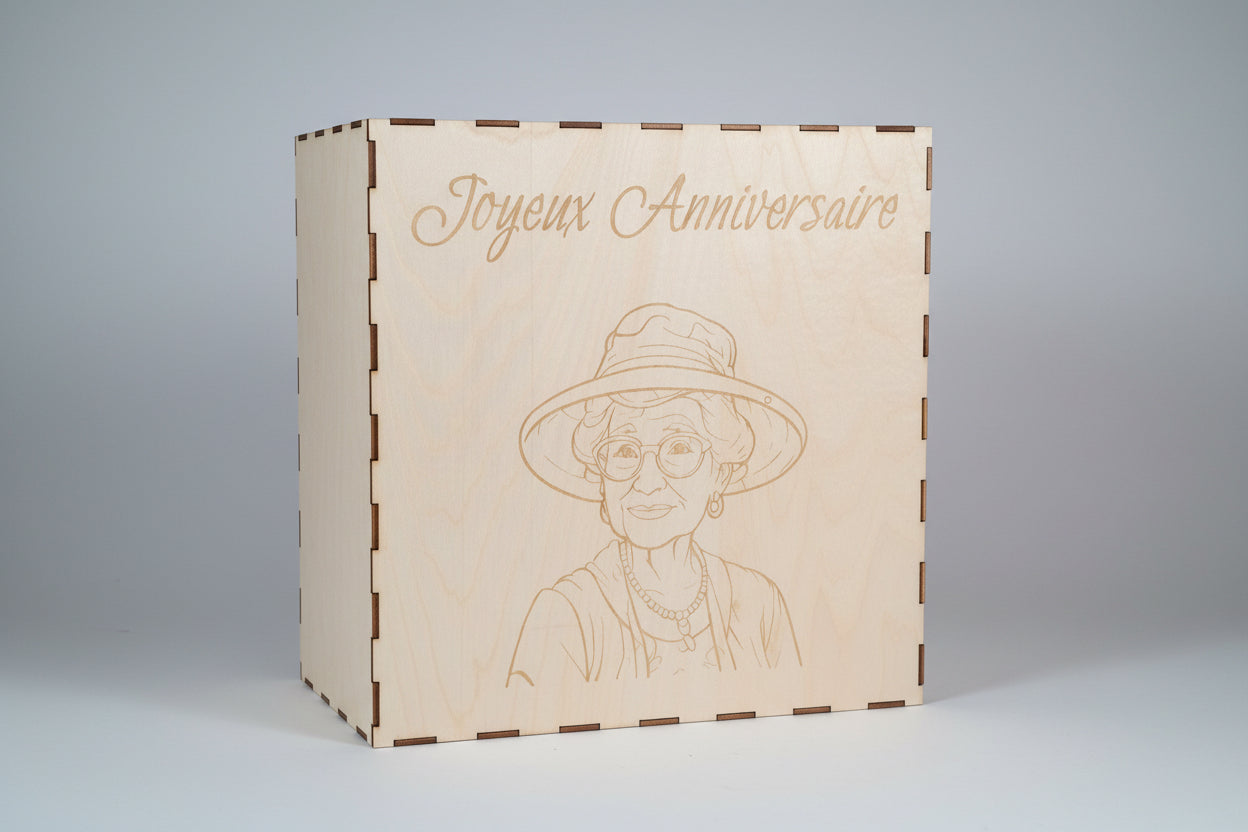 Cagnotte personnalisée en contreplaqué de tilleul – Tirelire artisanale gravée au laser – Pour anniversaire, mariage, départ en retraite et toutes occasions