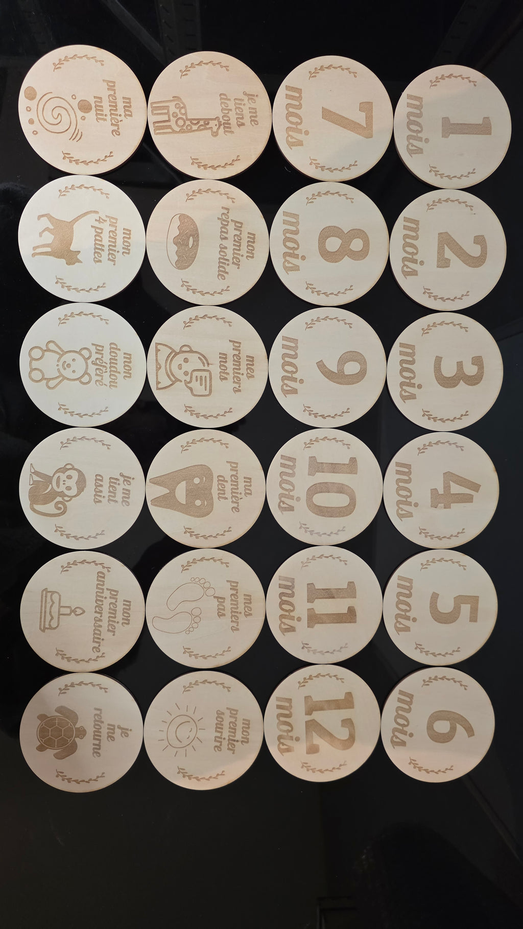 Set of 24 baby milestone trophies