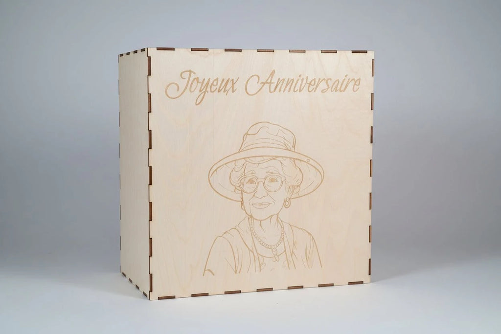 Cagnotte personnalisée en bois – Tirelire gravée au laser – Cadeau anniversaire mariage retraite – Contreplaqué tilleul – Made in France