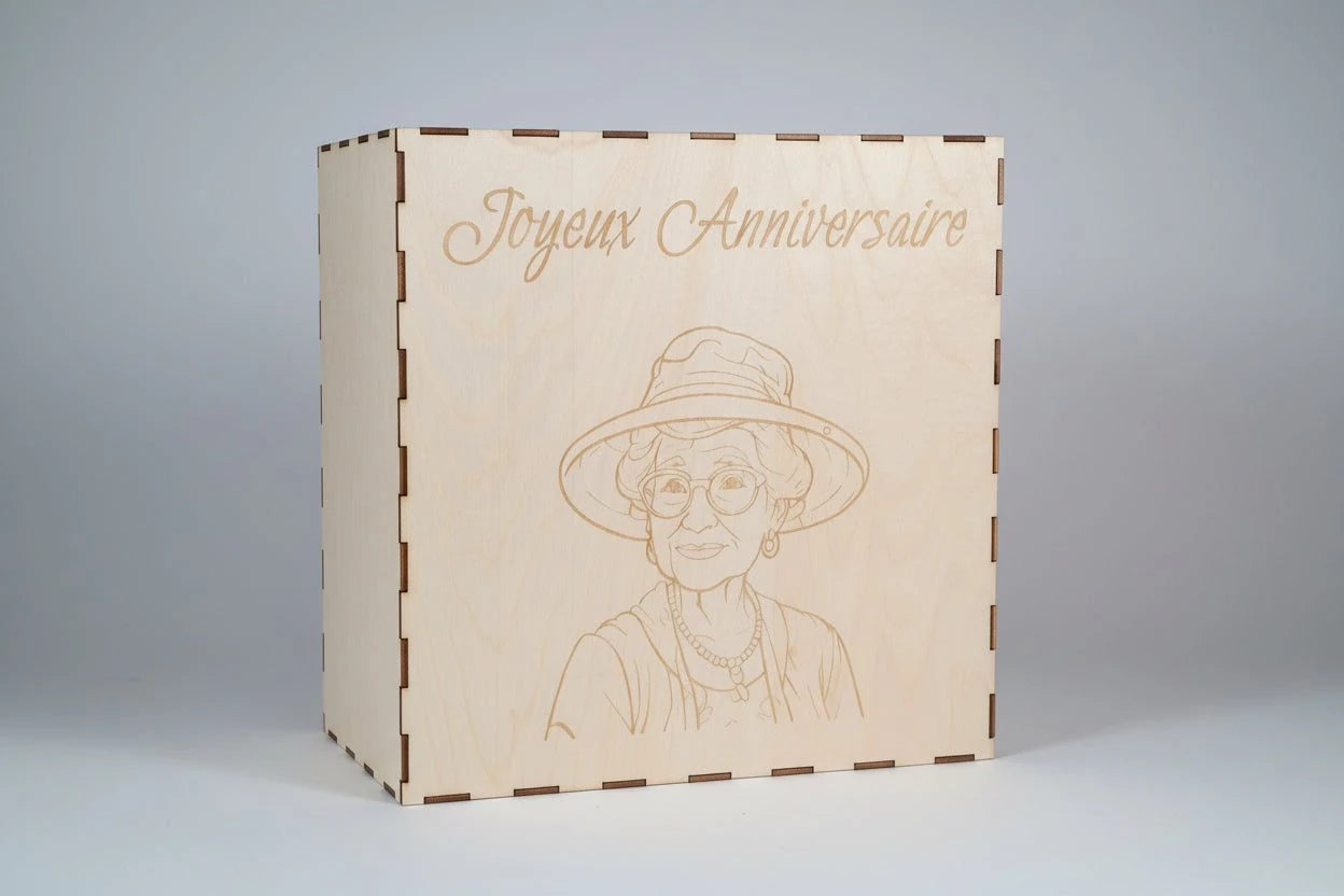 Cagnotte personnalisée en bois – Tirelire gravée au laser – Cadeau anniversaire mariage retraite – Contreplaqué tilleul – Made in France