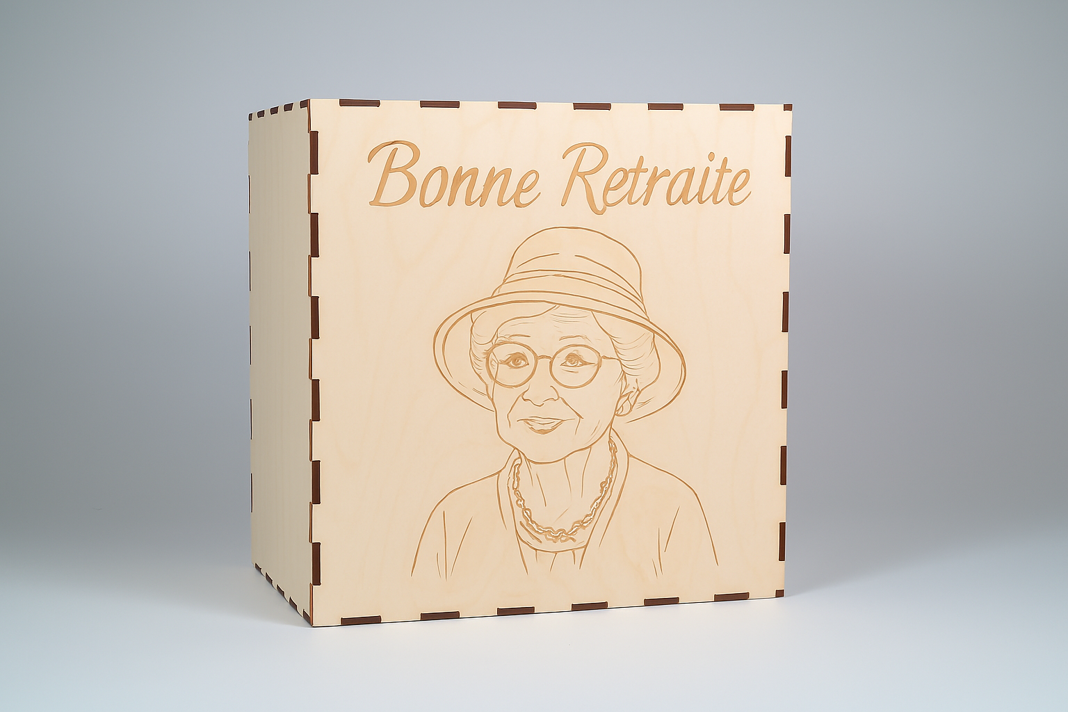 Cagnotte personnalisée en contreplaqué de tilleul – Tirelire artisanale gravée au laser – Pour anniversaire, mariage, départ en retraite et toutes occasions