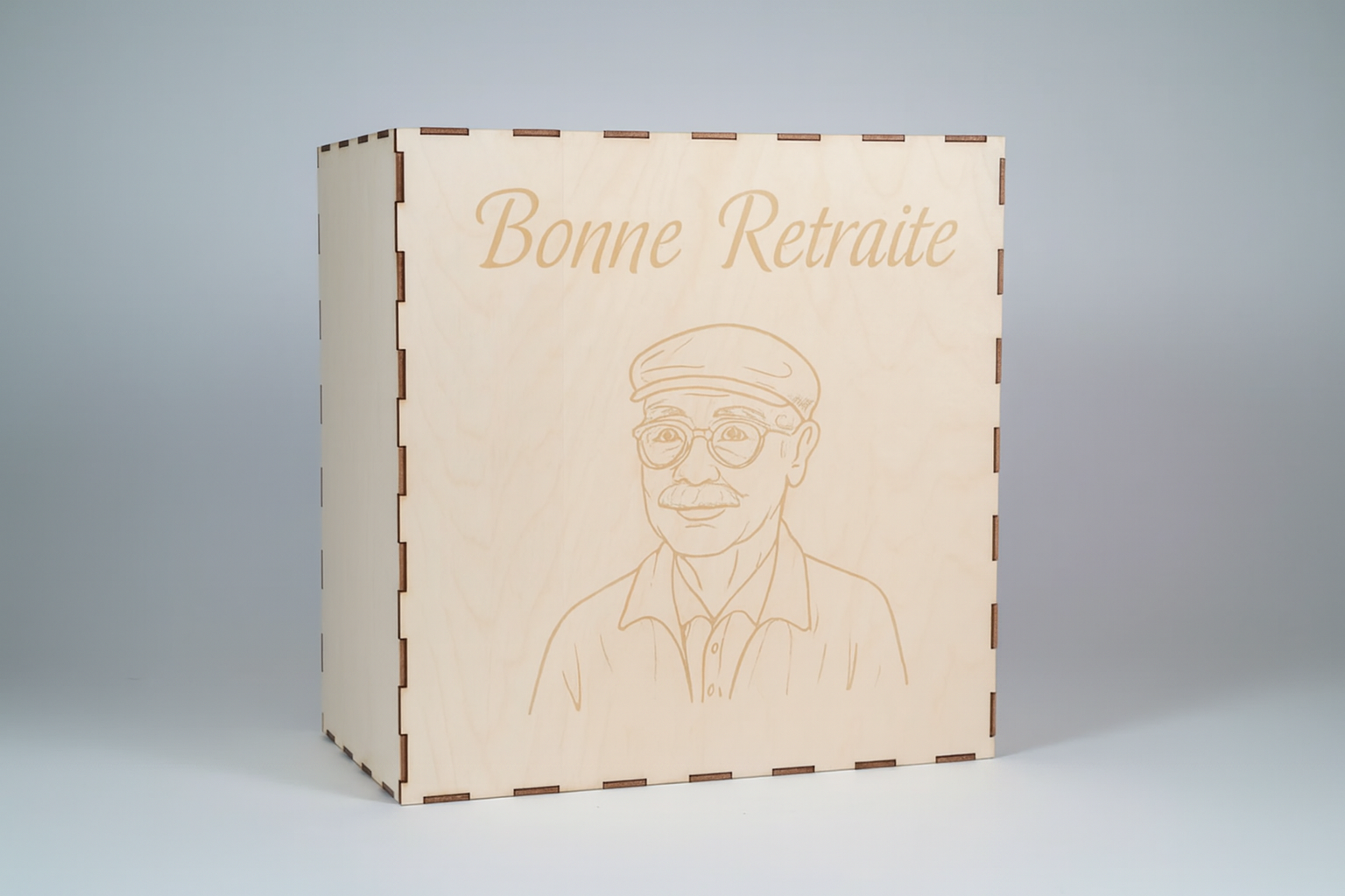 Cagnotte personnalisée en contreplaqué de tilleul – Tirelire artisanale gravée au laser – Pour anniversaire, mariage, départ en retraite et toutes occasions