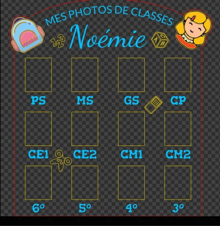 Fichier SVG XCS Mes photos de classe - Modèle 1 - décoration à fabriquer soi‑même – Découpe lase