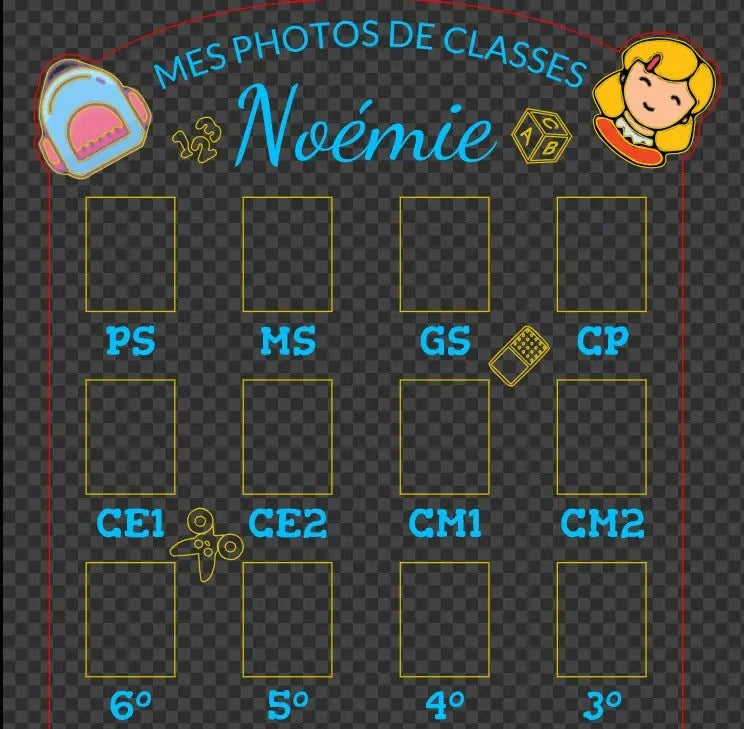 Fichier SVG XCS Mes photos de classe - Modèle 1 - décoration à fabriquer soi‑même – Découpe lase