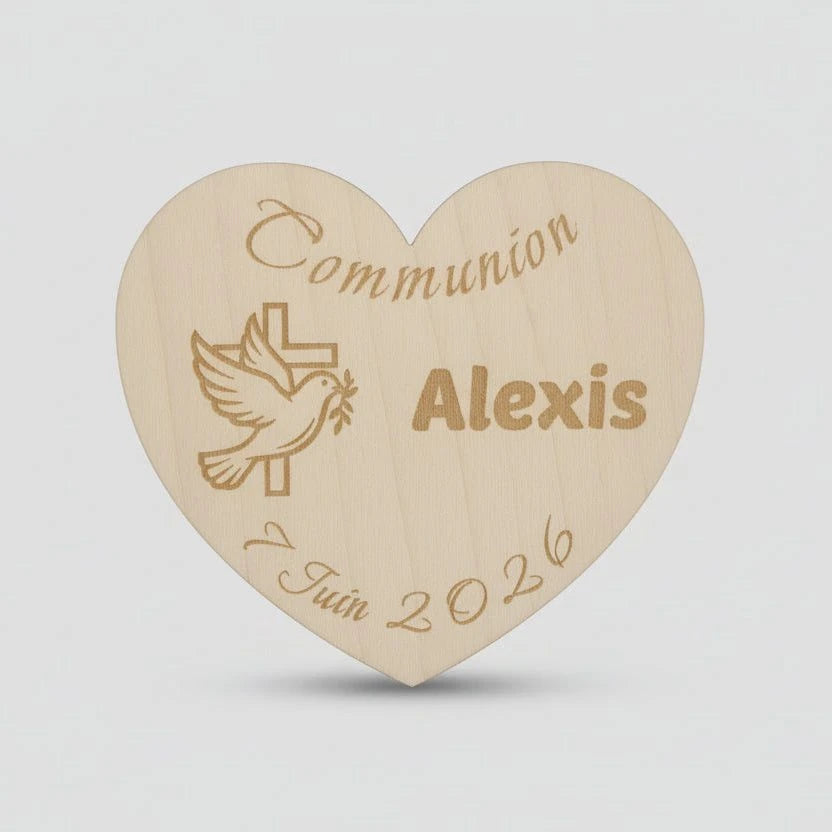 Magnets souvenir personnalisés en bois – Cadeaux invités mariage baptême anniversaire – Gravure laser – Contreplaqué tilleul – Made in France